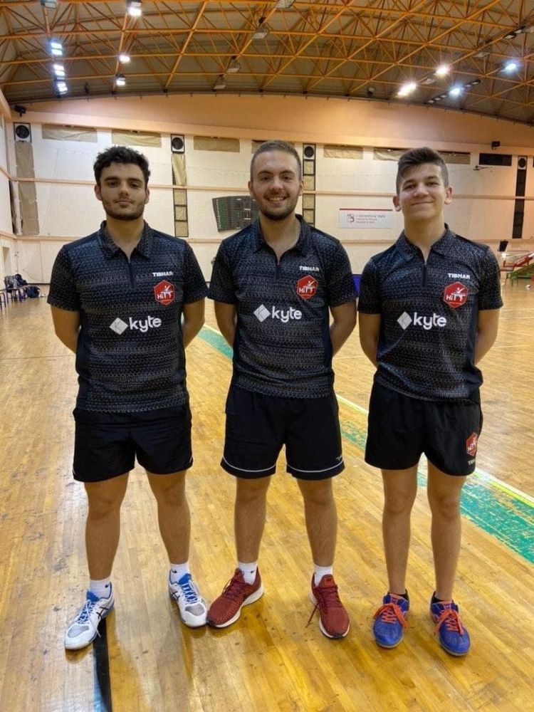 HiTT Academy Tibhar - National League Champions 2021/2022. From Left: Isaac Grixti, Gabriel Grixti and Conrad Puli.